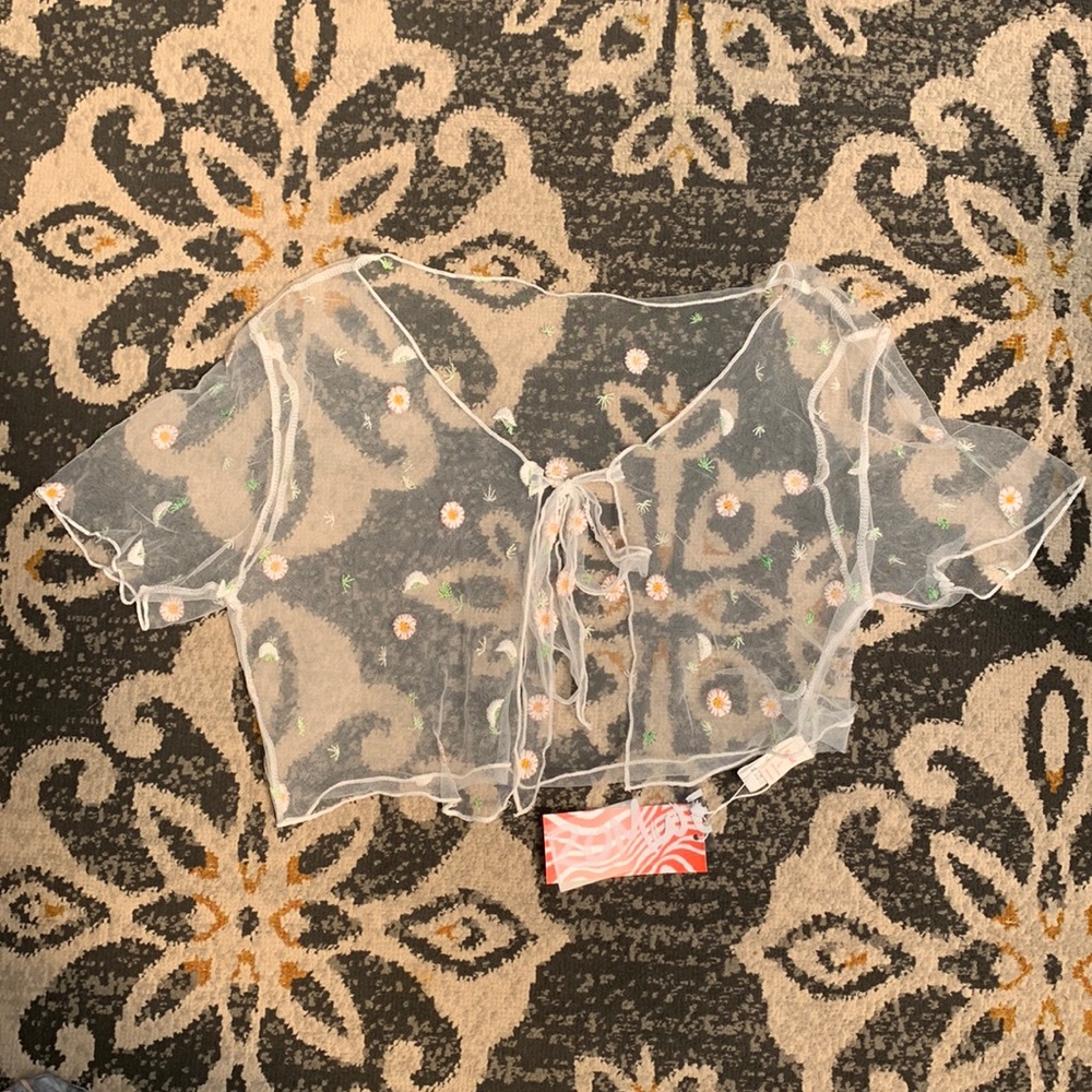 Romwe See Through Floral Coverup